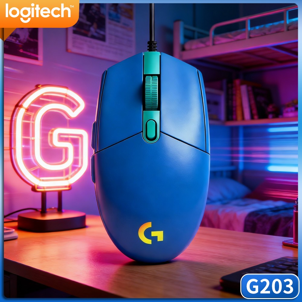 Logitech Mouse G203 - ロジクール G203 有線ゲーミングマウス 鮮やかなRGBライト 快適な手のひらフィット感 調整可能な感度