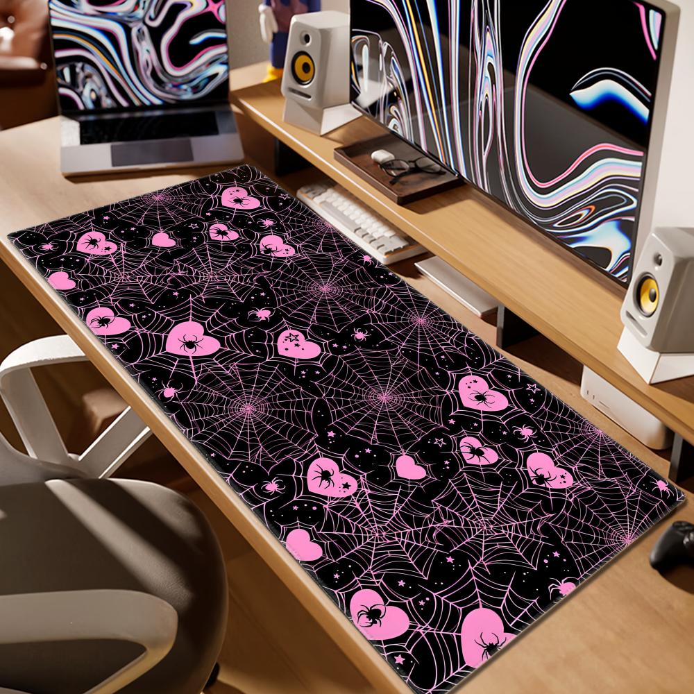 90x40 ホワイトまたはピンクのスパイダーウェブハートデス - Office And Tech のレビューと価格