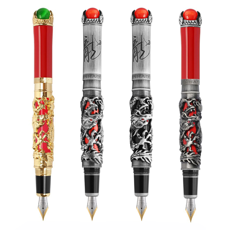 新しい Jinhao ドラゴンキング万年筆メタルエンボスハイ - Office Tech Supply のレビューと価格