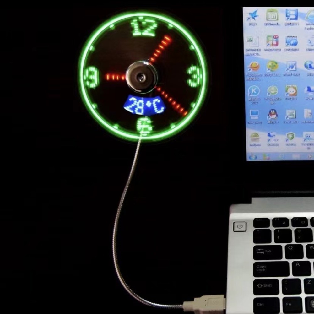 パーソナライズ可能なUSB LED時計ファン プログラム可能 - Office Tech Gifts のレビューと価格